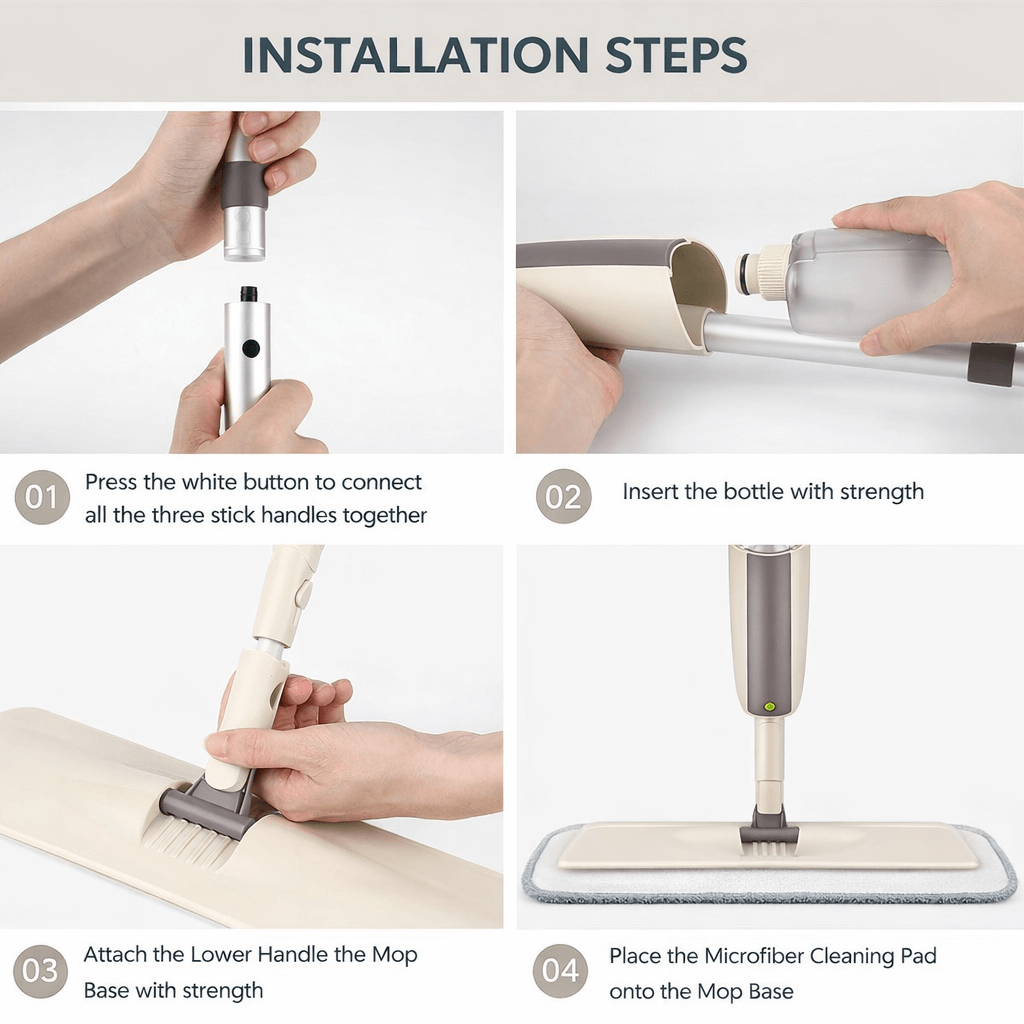 HomeVibe™ SwiftSpray Mop + 2 Free Washable Pads